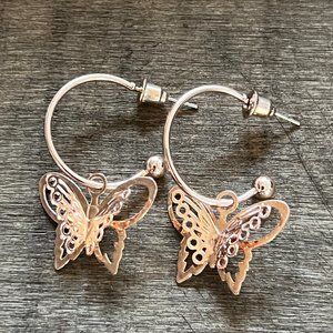 Rosegold Butterfly Earrings, Hoop Earrings